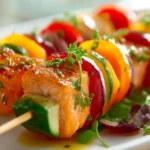 Brochettes de saumon au airfryer, juteuses et savoureuses