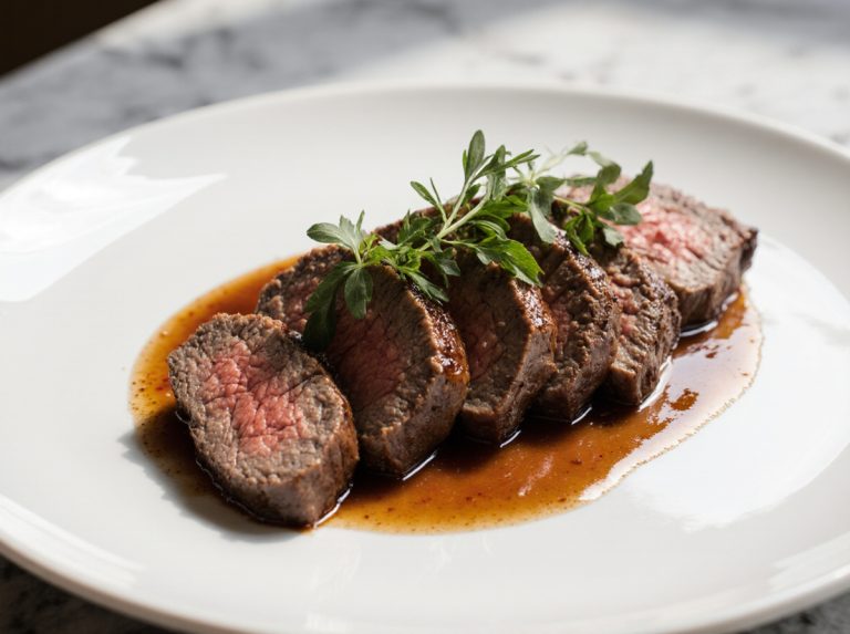 Savoureuse hampe de bœuf cuite en Airfryer, tendre et juteuse.