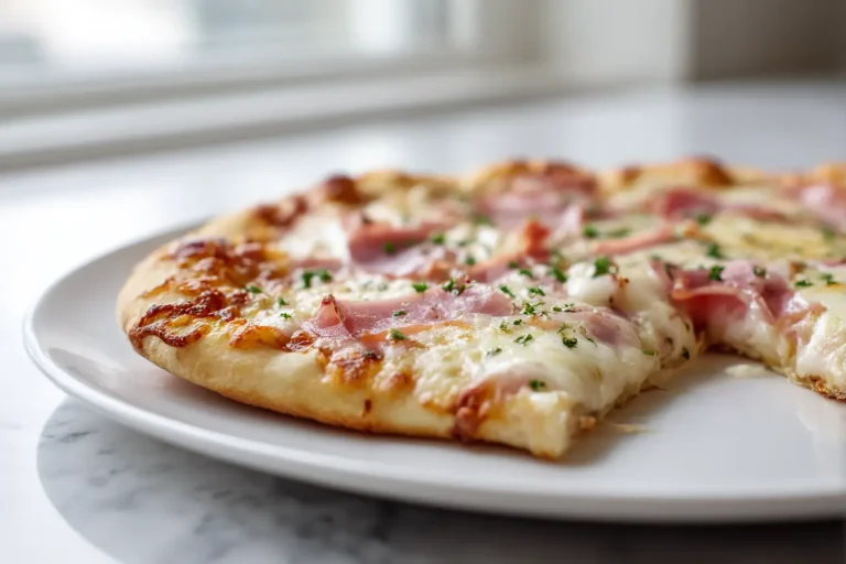 Délicieuse pizza jambon mozzarella au Airfryer, croustillante à souhait.