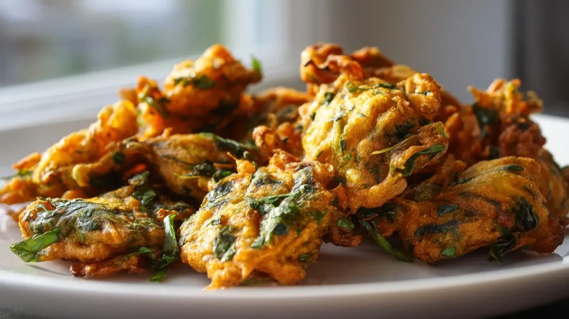 Délicieux pakoras de légumes préparés au airfryer, croustillants et savoureux.