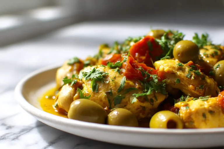 Tajine de poulet aux olives, savoureux et cuit à la perfection dans l'Airfryer.