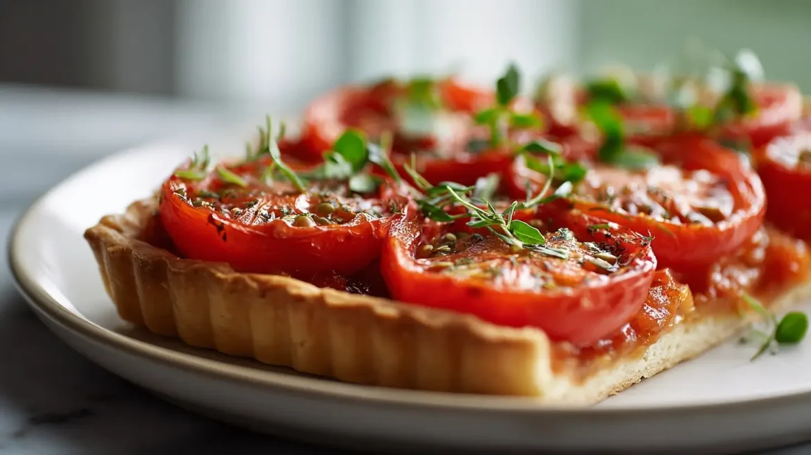 Tarte fine tomate moutarde au Airfryer, croustillante à souhait